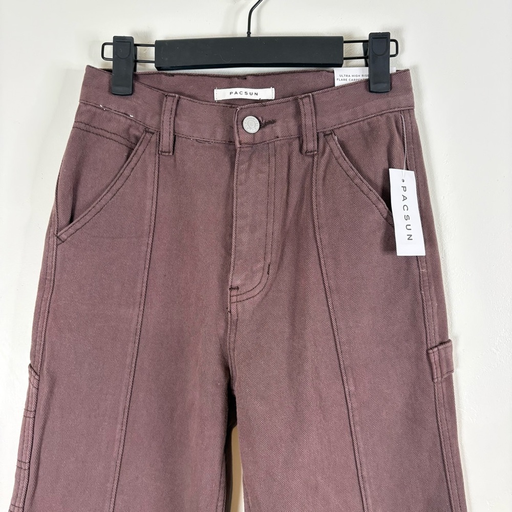 Pacsun Women’s Ultra High Rise Flare Carpenter Jeans Size 27 Brown - Picture 2 of 10